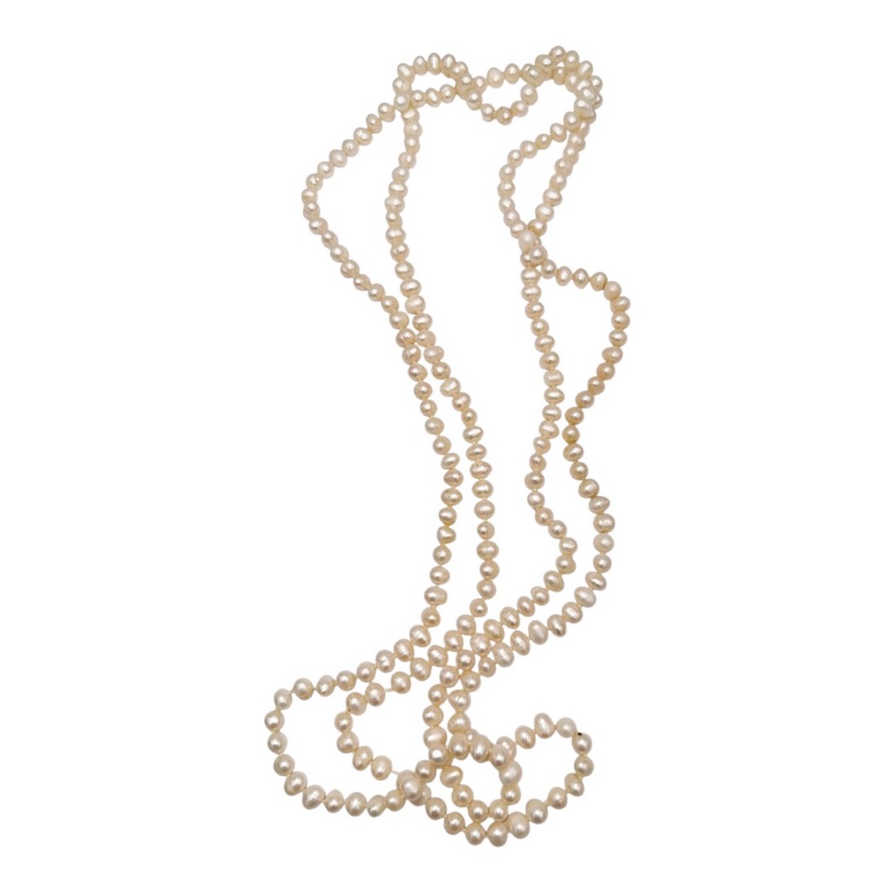 Long Strand Baroque Freshwater Pearls Beaded Necklace - Picture 2 of 5